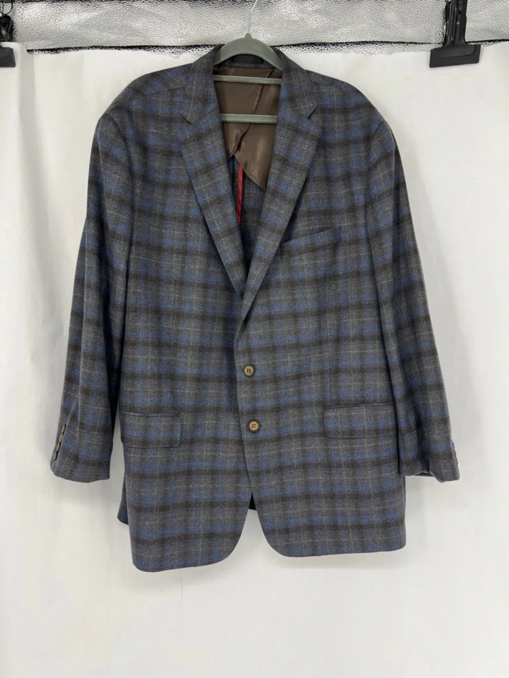 Reds 1865 Blue and Gray Plaid Sport Coat - Two-Button Notch Lapel